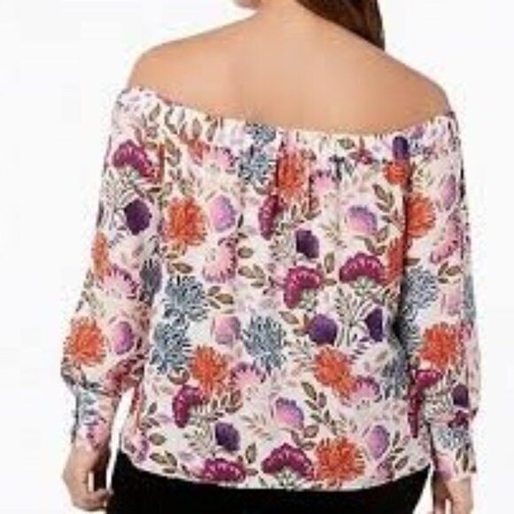 INC Womens Blouse 3X Floral Spring Feminine Long‎ Sleeves Boat Neck Pink Boho - Picture 3 of 12